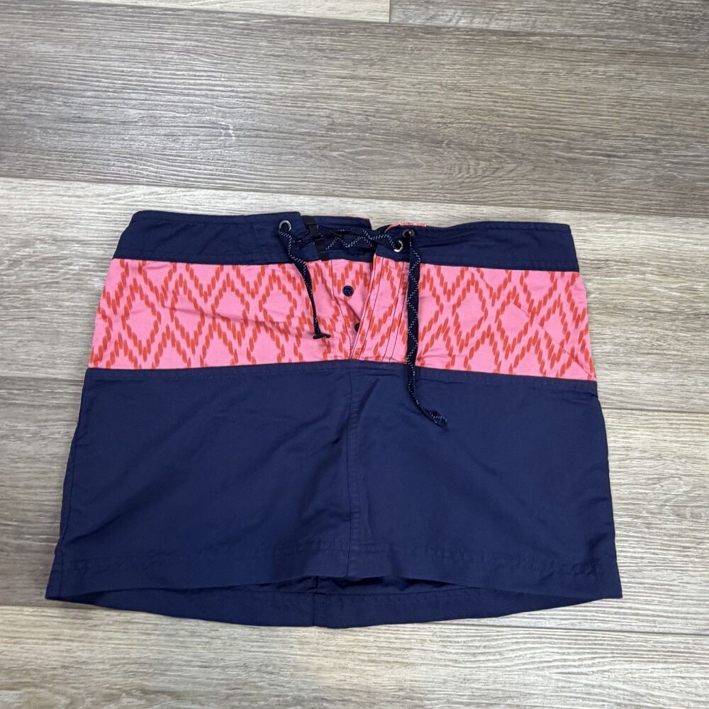 Patagonia Swim Skirt Womens Size 2 Blue Pink Ikat Drawstring Back Pocket